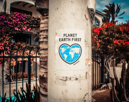 planet earth first poster on a concrete post